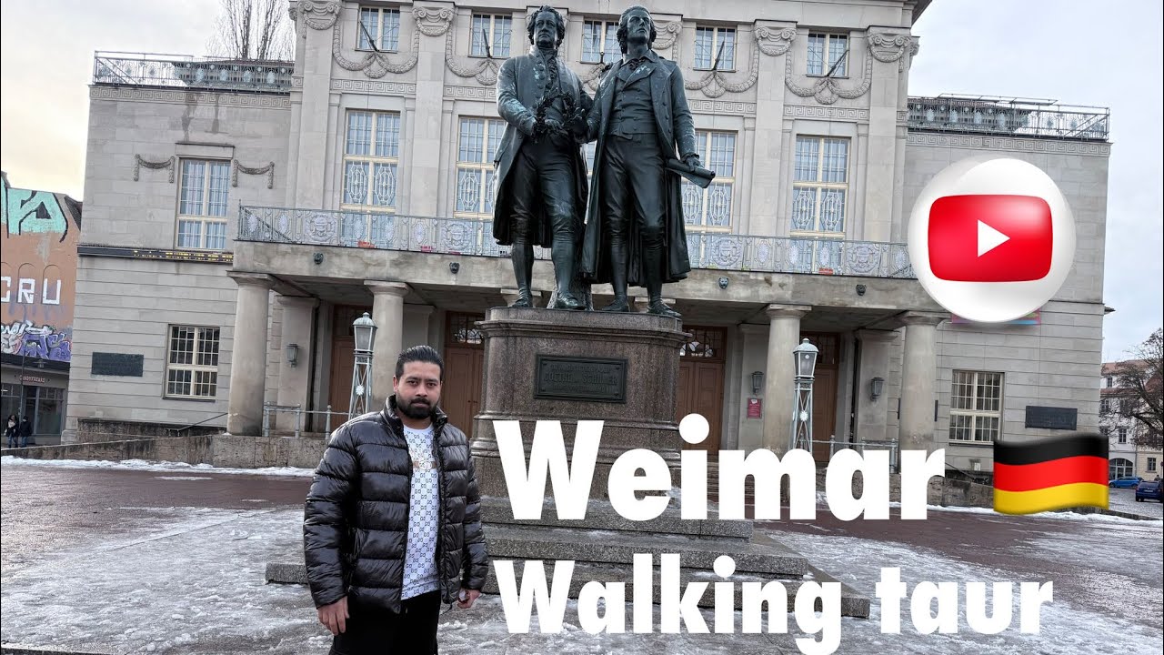 Walking tour in Weimar,Germany🇩🇪- Snow Winter day 2026-4K HDR