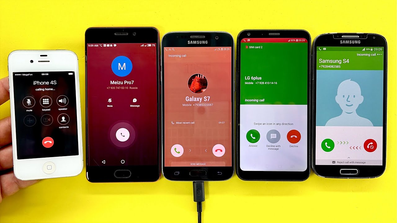 iPhone 4S calling Samsung S4, LG Q6plus, Samsung S7 & Meizu Pro7 Incoming Outgoing Call + Timer 