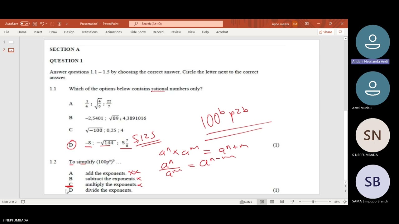 Mathematics Grade 8 and grade 9 exam preparation c1
