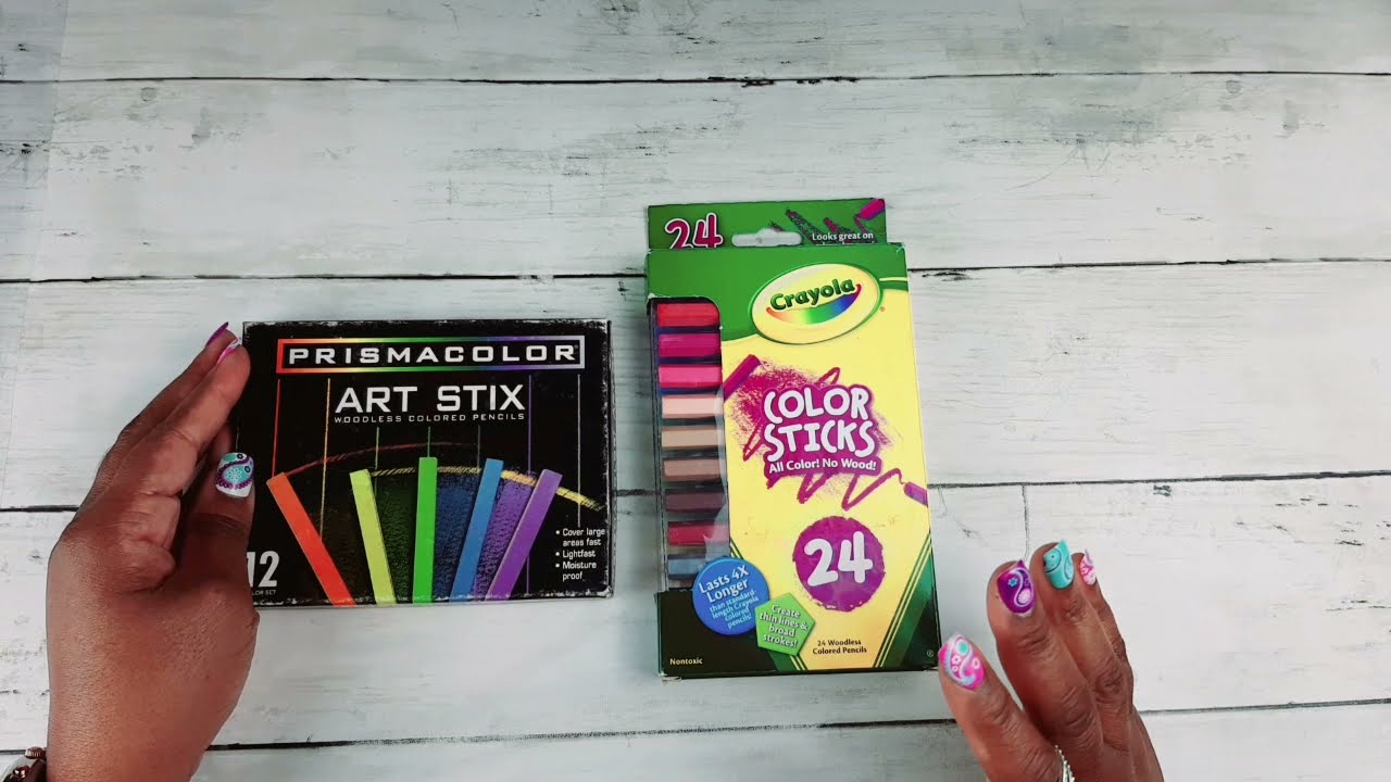 Crayola Woodless Pencils Color Sticks vs Prismacolor Woodless Pencils Art Stix | How to use Them