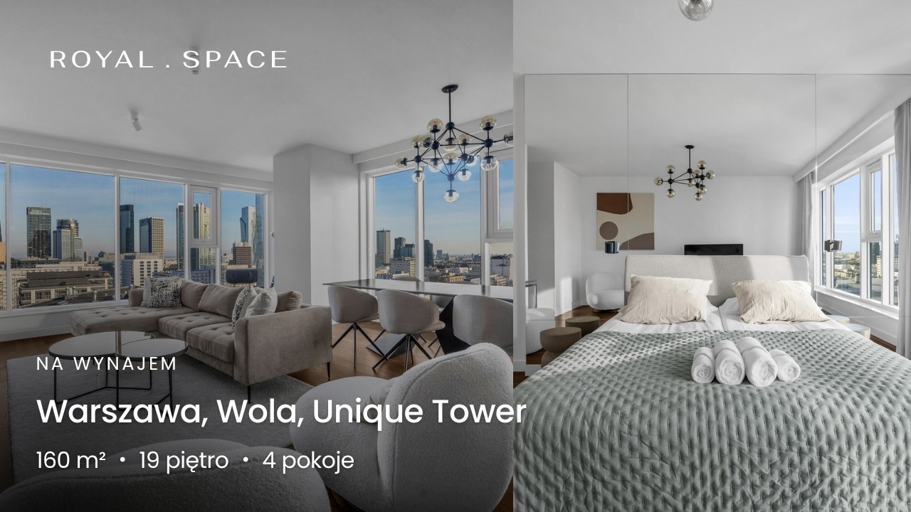 NA WYNAJEM | Unique Tower | Wysokie piętro | Top Widok | 160 m² | 4 pokoje
