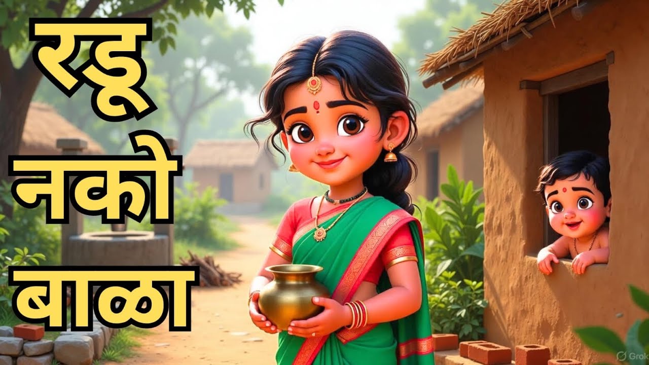रडू नको बाळा मी पाण्याला जाते | Radu Nako Bala Me Panyala Jate | Marathi Gavlani | बालगीते | Marathi