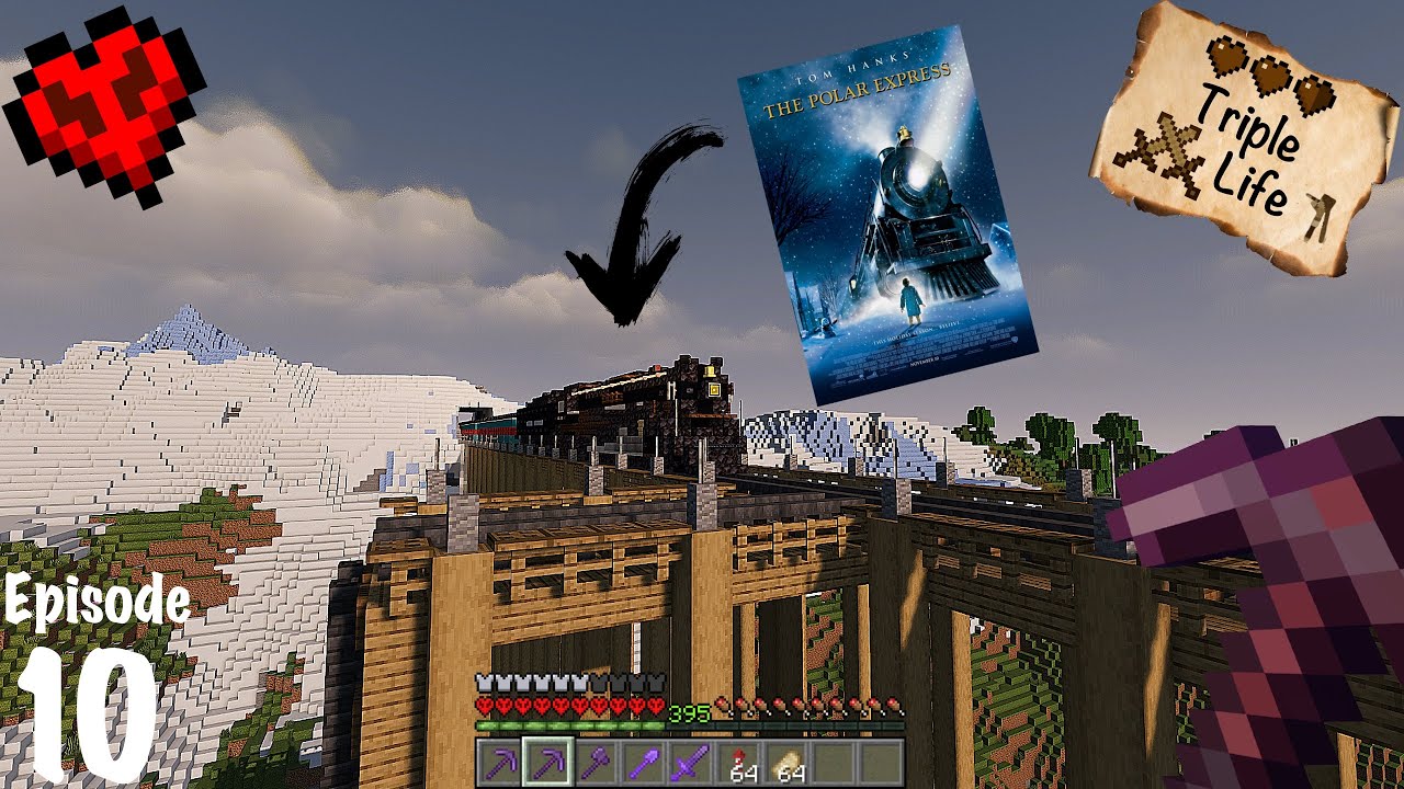 I Built the Polar Express in my Hardcore Minecraft Series!! - Triple Life -