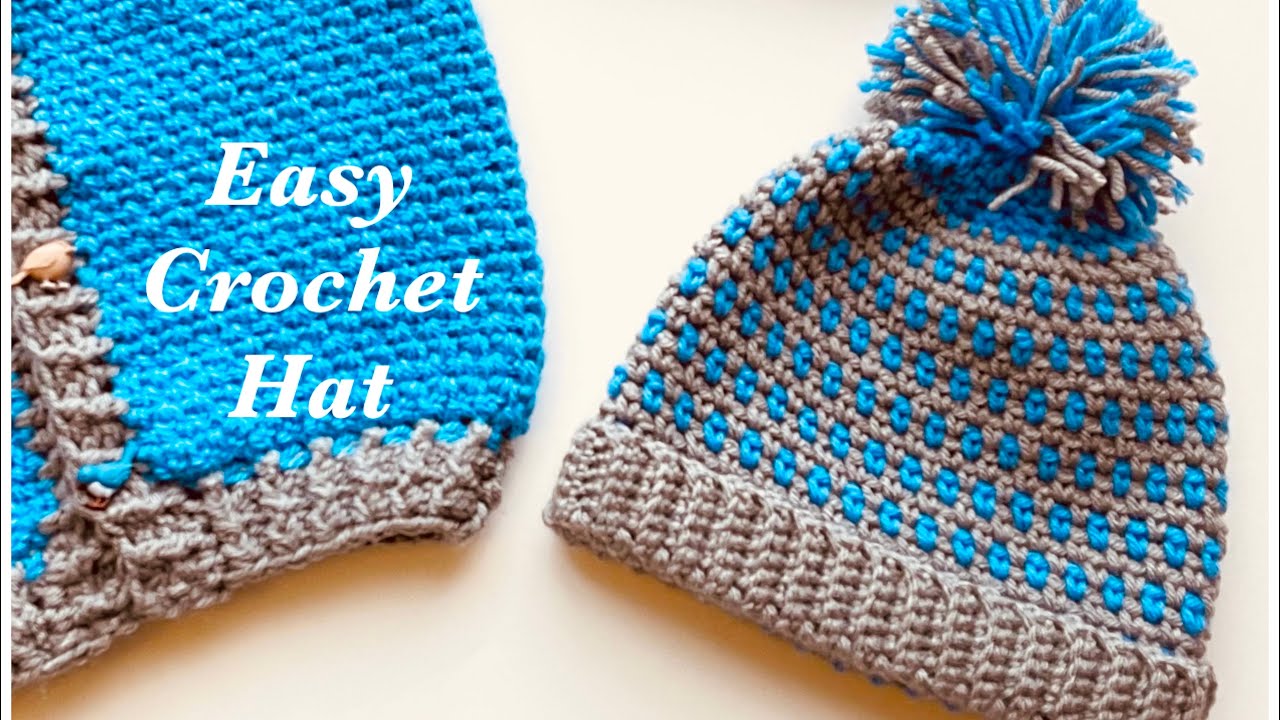 Easy crochet beanie hat for boys and girls CROCHET MOSS STITCH various sizes