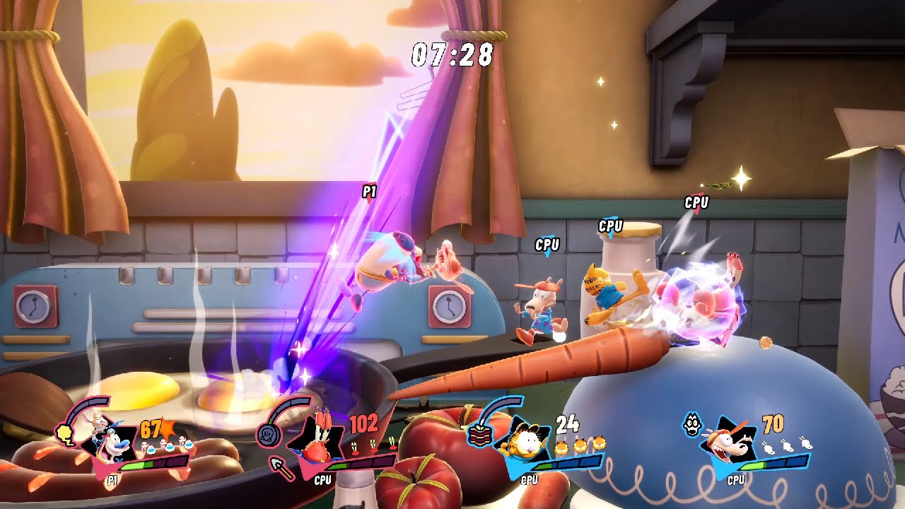 REN & STIMPY & MR  KRABS vs ROCKO & GARFIELD (Hardest Difficulty) Nickelodeon All-Star Brawl 2