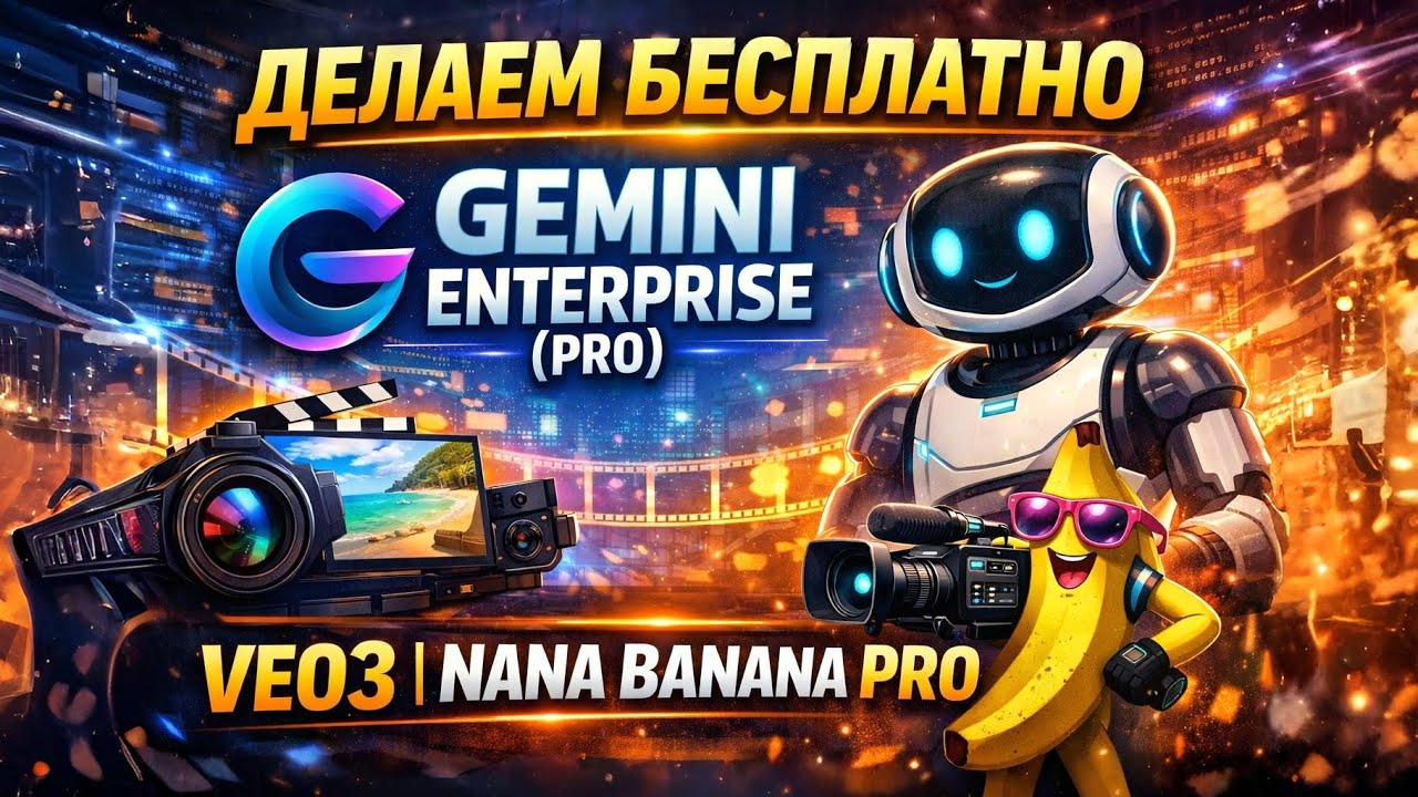 GEMINI ENTERPRISE (PRO) БЕСПЛАТНО: VEO3, NANO BANANA PRO