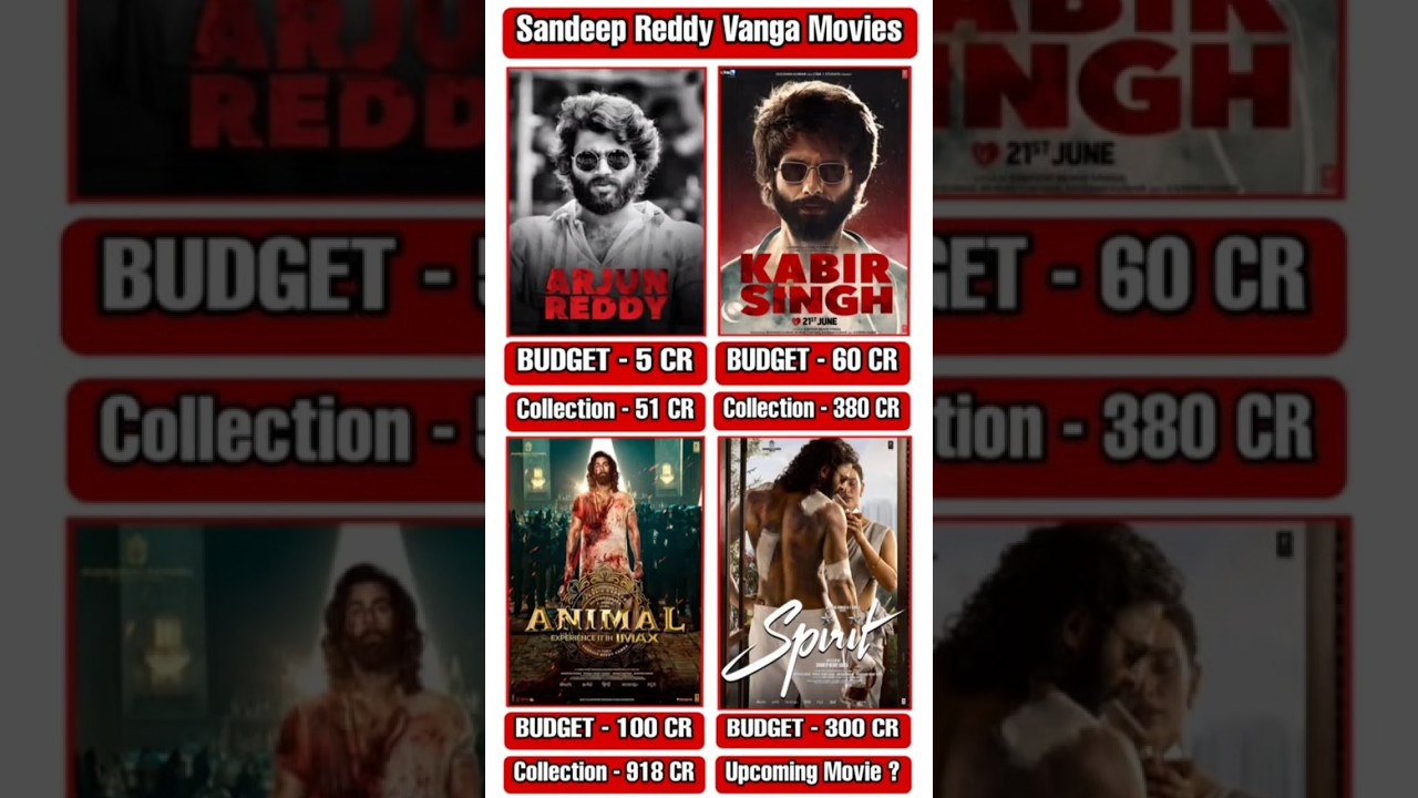 Arjun Reddy | Kabir Singh | Animal |Spirit Sandeep Reddy Vanga Movies BoxOffice Comparison |