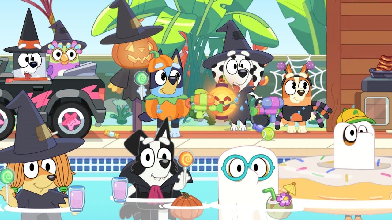 Halloween Pool Party 🎃 Bluey Lets Play 🌊 Fun Bluey Gameplay For Kids 🍭 #Blueyletsplay #blueygame