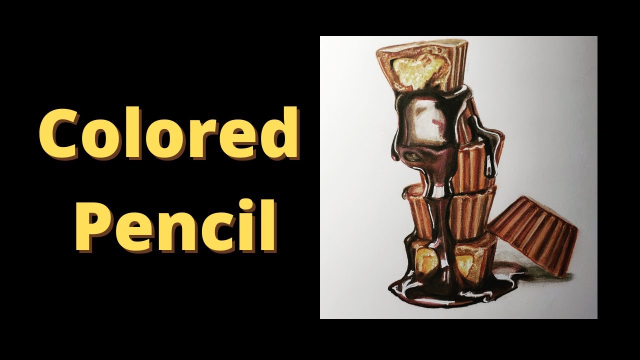 REALISTIC COLORED PENCIL DRAWING| REESES COVERED IN CHOCOLATE