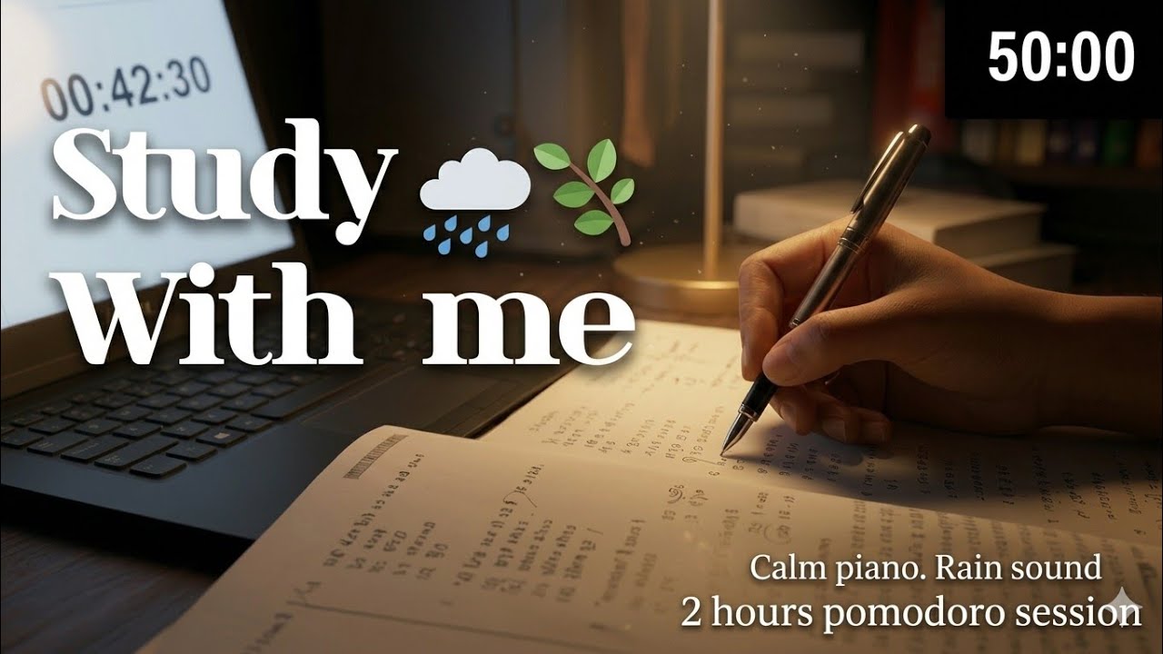 📚 Study With Me 2 Hours | UPSC Aspirant | Pomodoro 50/10 Timer | Rain Sound for Deep Focus
