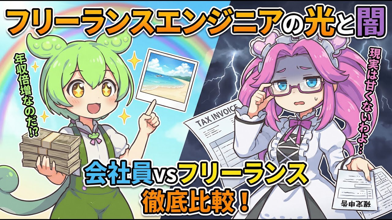 会社員vsフリーランス、どっちが正解？手取りや税金、社会的信用の「リアルな格差」を完全解説！【ずんだもん解説】