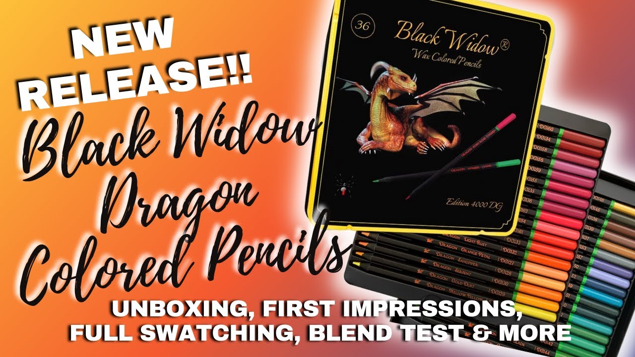 BLACK WIDOW DRAGON COLORED PENCILS | First Impressions, Review, Full Swatching, & Blend Test