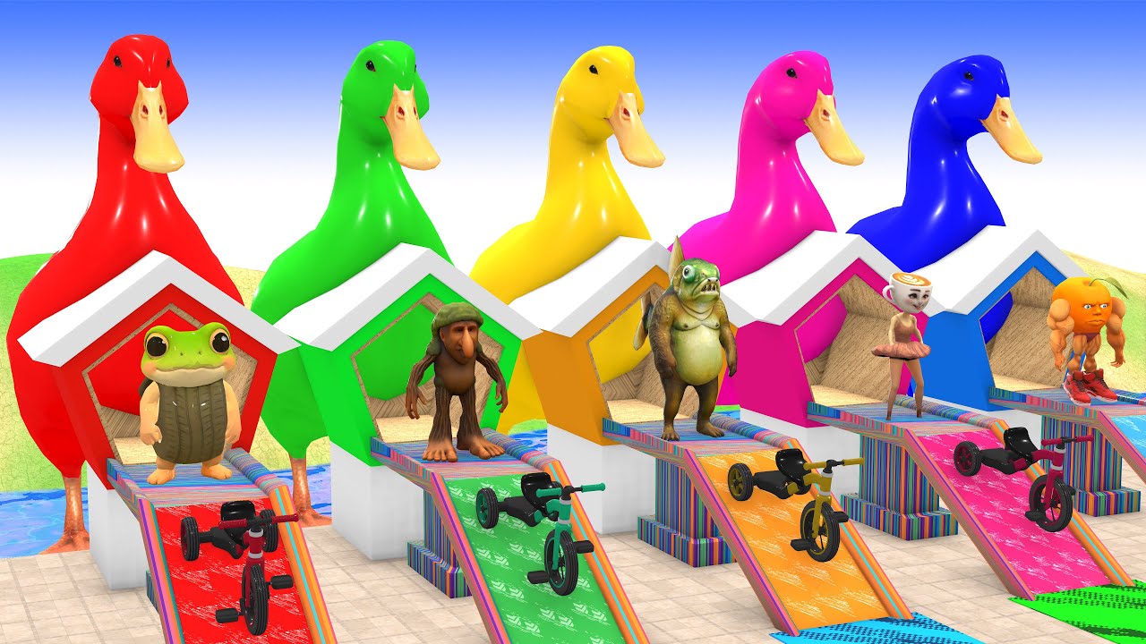 Long Slide Game With Cow Elephant Gorilla Hippopotamus Tiger 3d Animal Game Funny 3d Animals