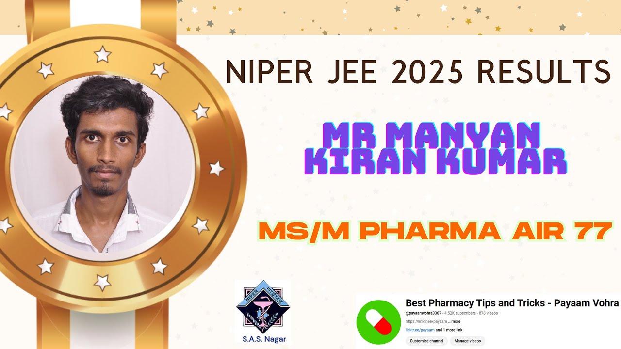 NIPER JEE 2025 TOPPERS TALK. NIPER JEE 2025 UPDATES. NIPER JEE 2025 RESULTS 