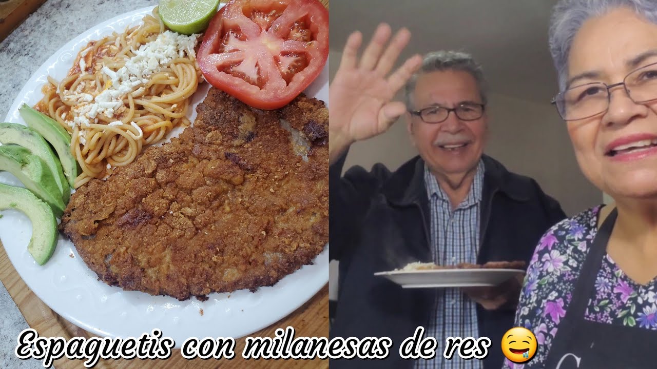 Milanesas  de res y espagueti entomatado! Muy rico ! 🤤👍🥩🍝| Cocina Tutuli 