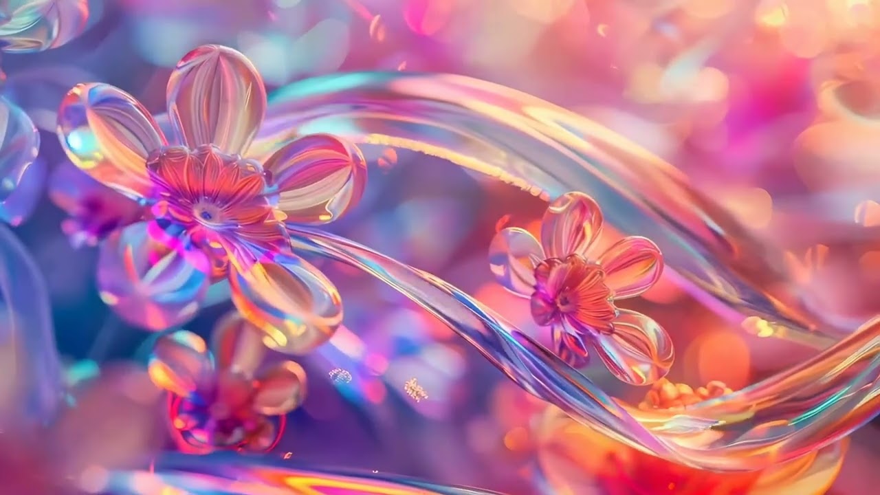 Rainbow Holographic Blooming Flowers Free Background Video Clip | Various Background Clips