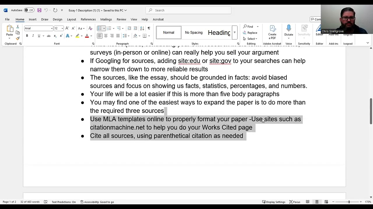 ENC1101 Reporting Information Essay 1 description evergreen