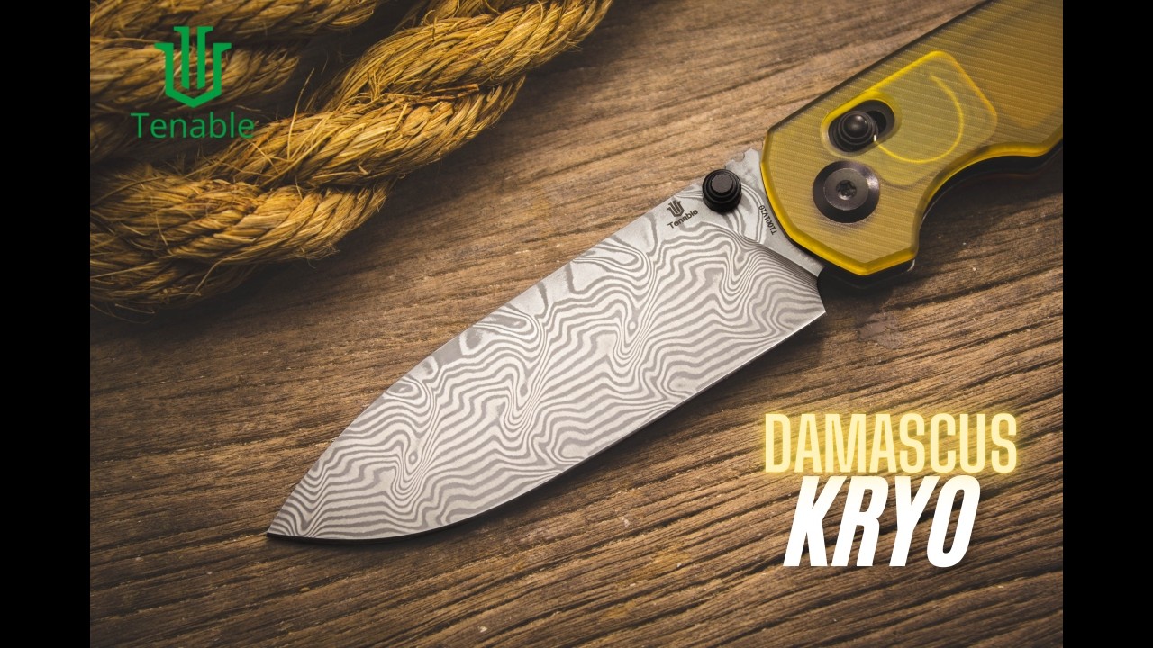TENABLE Kryo: DAMASCUS Blade and Amber PEI handle