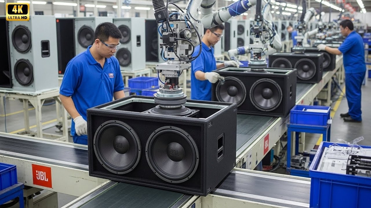 Inside the JBL factory: manufacturing process of the JBL MRX525 speakers (Price: $1,100 - $1,250)
