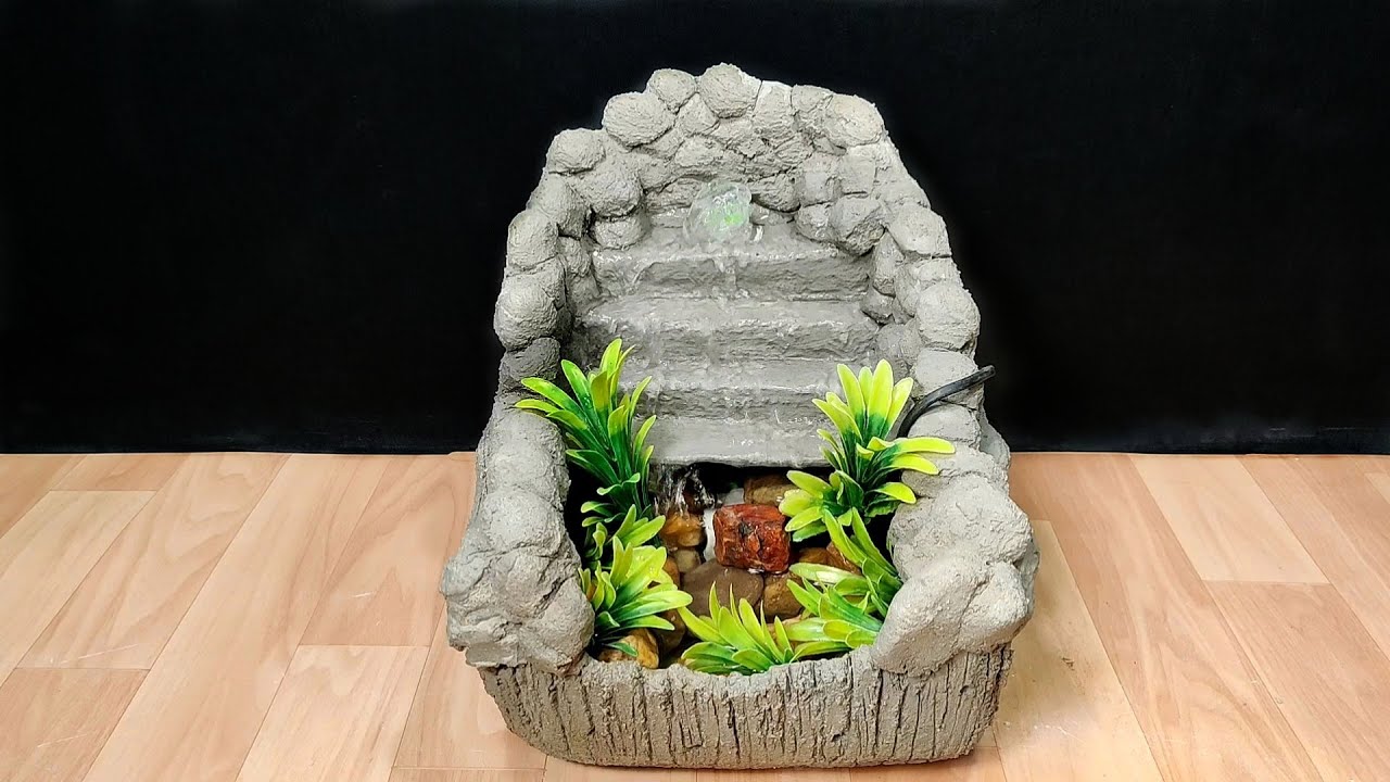 Concrete Waterfall Fountain Making At Home