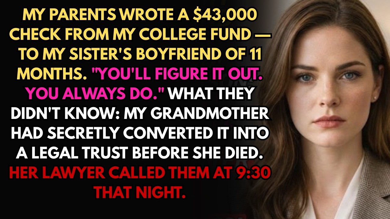 My Parents Gave My College Fund To My Sister's Boyfriend—Grandma's Lawyer Called Them That Night
