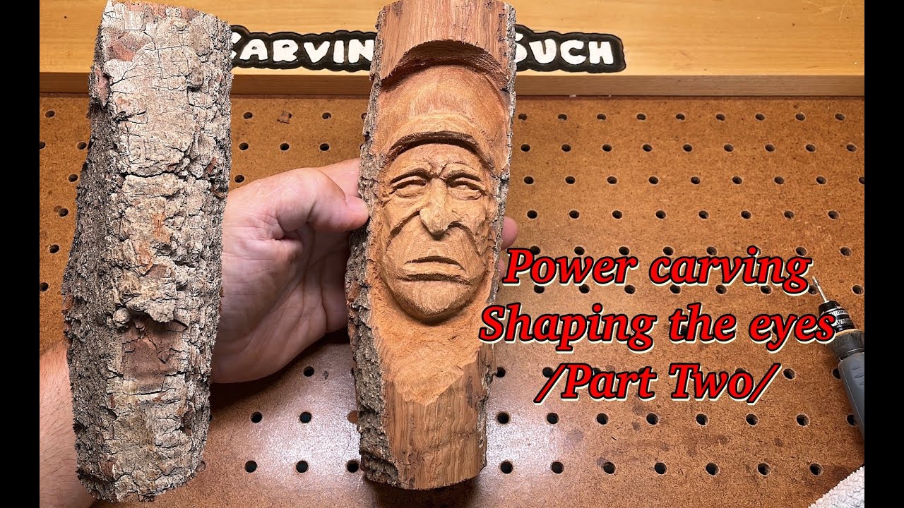 Power carving Shaping the eyes of a native Indian /Part Two/ with Dremel 4000-Kutzall
