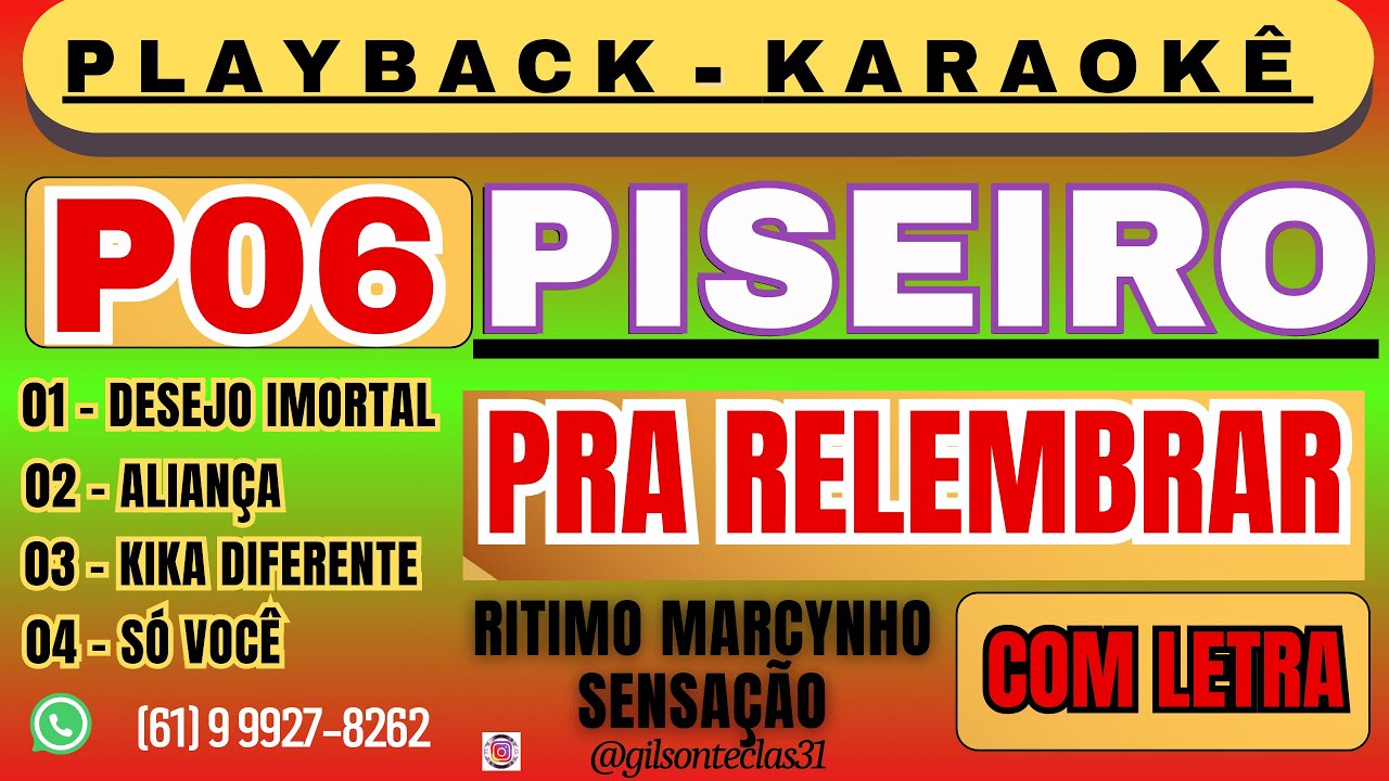 Playback Piseiro Sequ&ecirc;ncia  P06 - karaok&ecirc; - PRA RELEMBRAR RITIMO MARCYNHO - Playback com Letra.