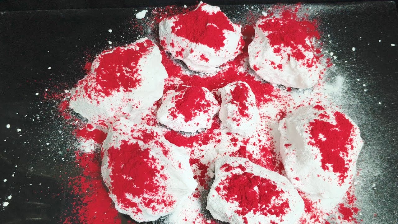 Baking soda crushing white🤍& ♥️ red colourful #relaxingvideos #satisfying #crushingtime #baking 