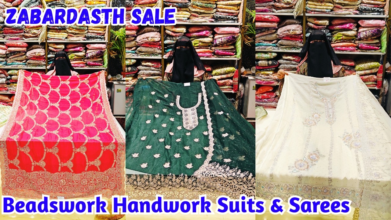 Zabardasth Sale Latest Beadswork Handwork Semi-Stitched Suits Materials Sarees At Lowest Prices