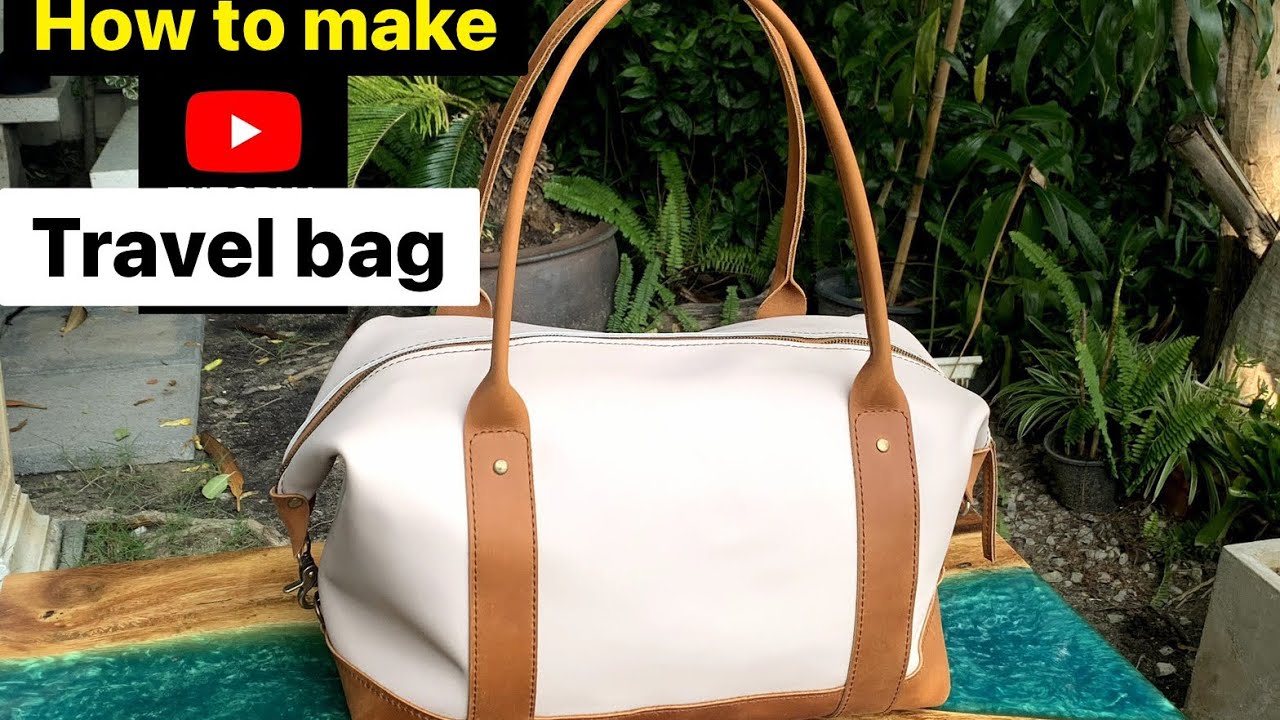 How to make leather duffel bag (EP44) travel weekend bag #handstitching #leathercraft #pattern