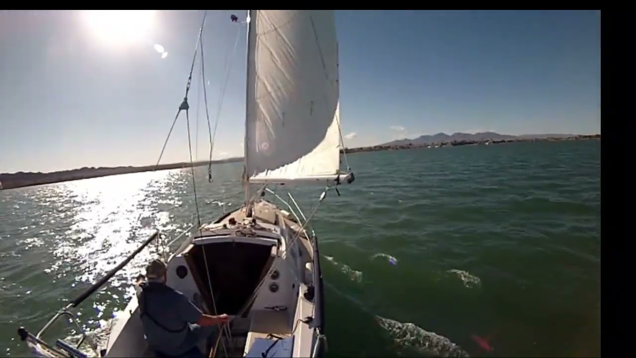 Messing with a smaller headsail in strong winds