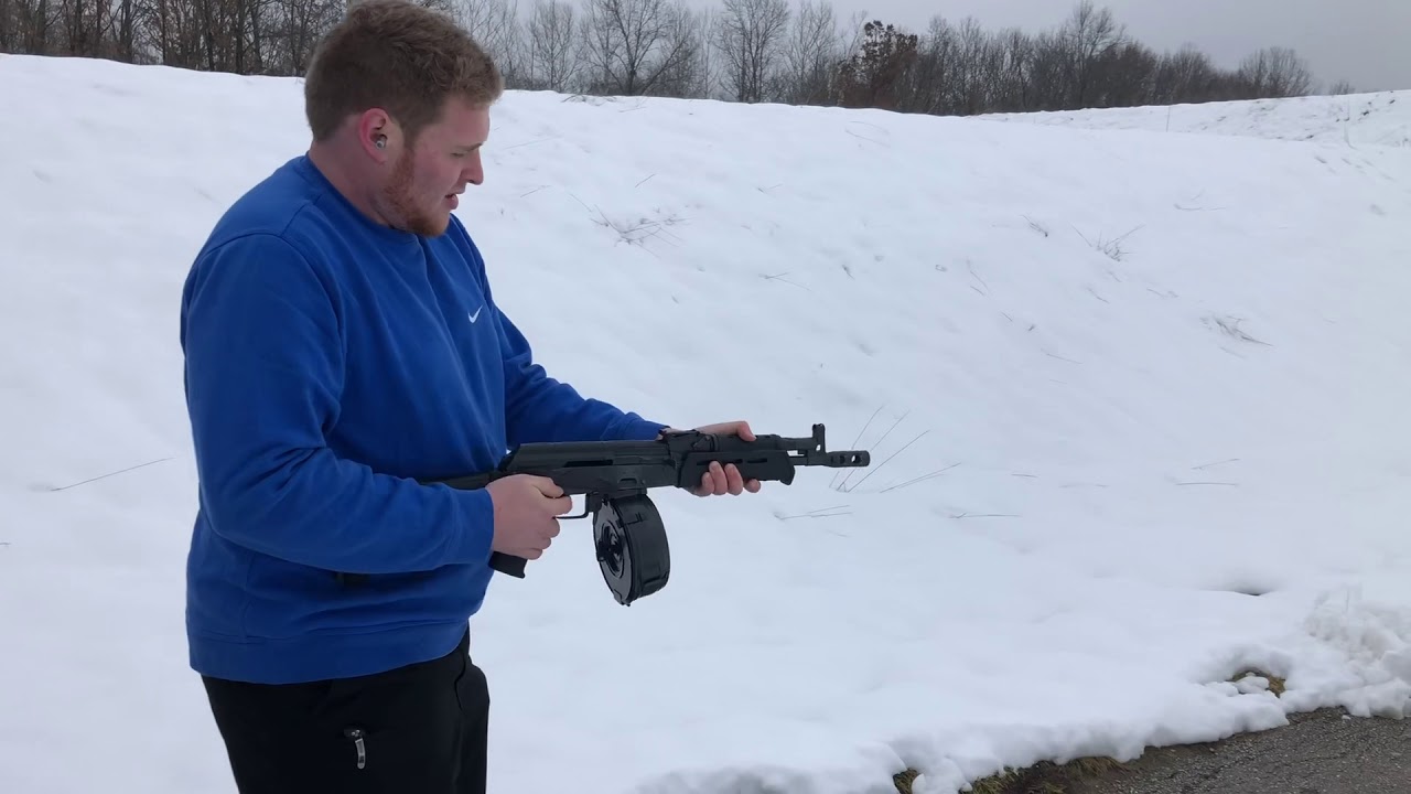 Polish Hellpup Ak Pistol with Drum Magazine