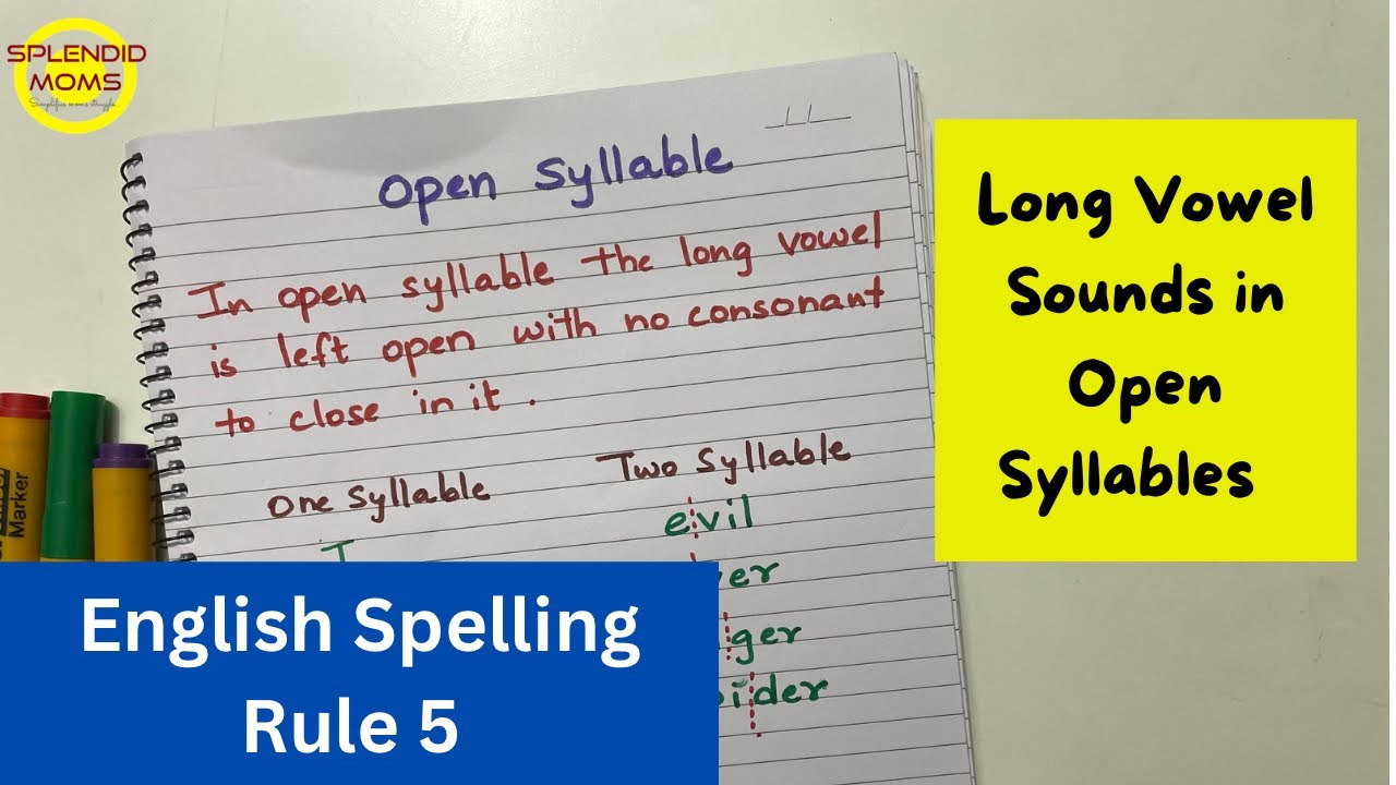 English Spelling Rule 5 || Open Syllable Vowel Sound || Splendidmoms