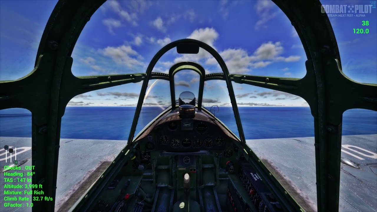 Practicing carrier takeoffs and landings in Combat Pilot (part 2 F4F Wildcat)
