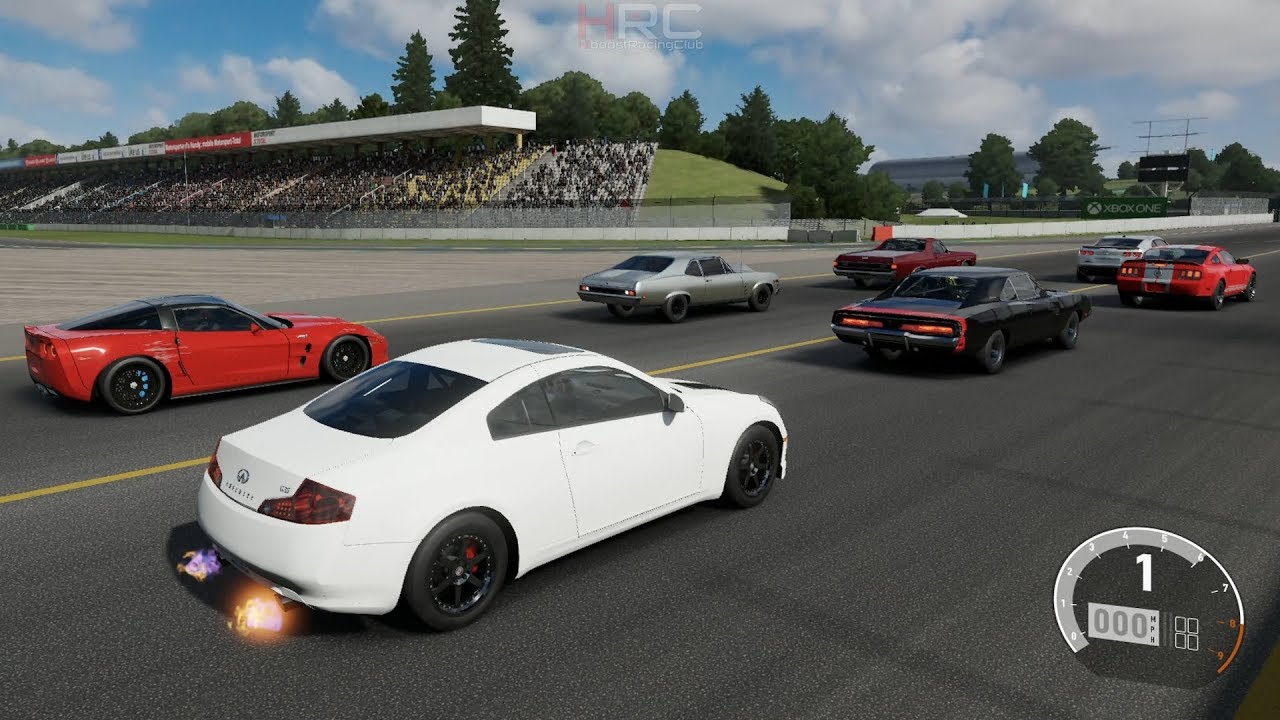 Forza 7:Testing Out the 750HP Twin Turbo G35 | 1/8th Mile w/ GT500, El Camino, C6 ZR1 & More