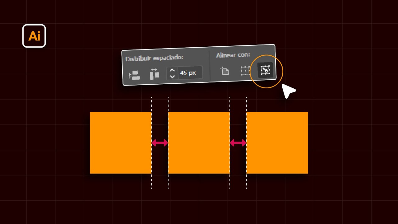 Opci&oacute;n OCULTA para PONER OBJETOS con la misma DISTANCIA en ILLUSTRATOR | Como IGUALAR ESPACIOS