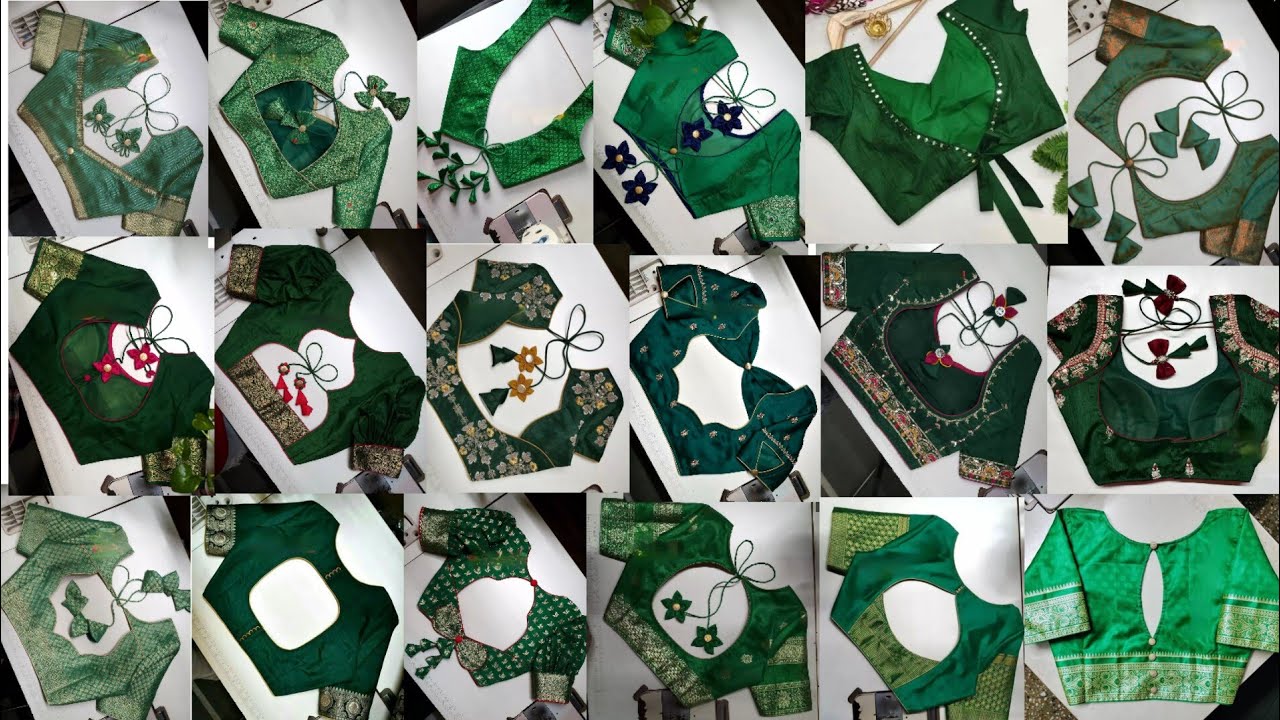 💚 Green colour blouse designs|blouse back neck design|blouse neck design|#greenblouse #blouse #blauj