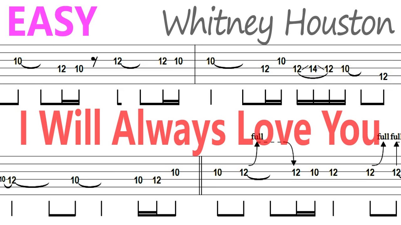 Whitney Houston - I Will Always Love You Guitar Solo Tab+BackingTrack