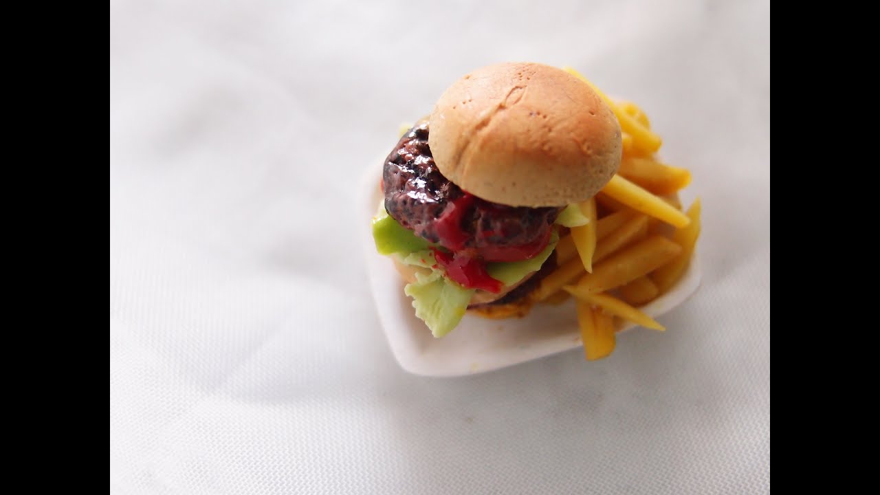 Hamburger - miniature food tutorial using polymer clay