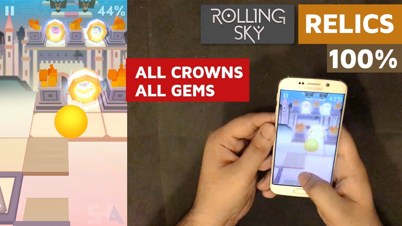 Rolling Sky RELICS 100% All 3/3 CROWNS 10/10 GEMS Complete | SHAvibe