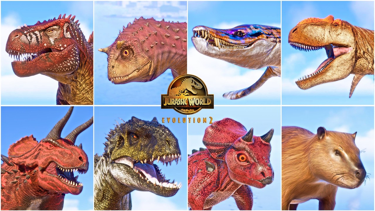 ALL NEW 65 MODDED DINOSAURS & REPTILES IN JURASSIC WORLD EVOLUTION 2