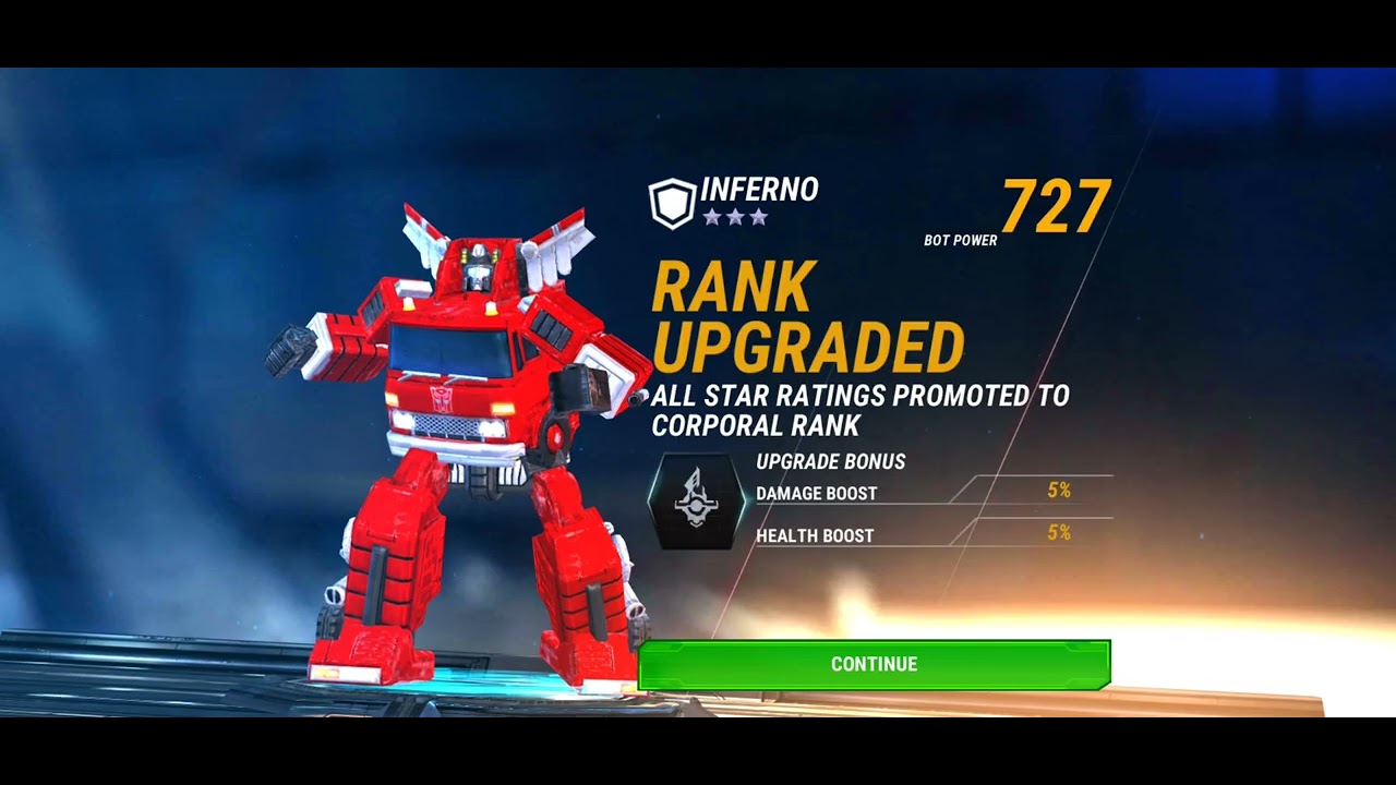 Ranking up Transformers, a quick match, and unlocked a 5* on my Autobot account on April 20th, 2023.