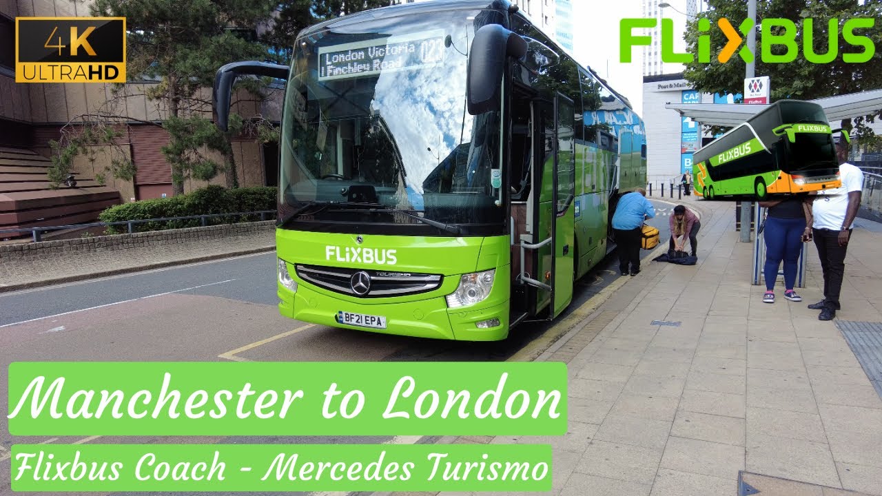 Coach Trip Report - Manchester Shudehill to London Victoria onboard a Flixbus Mercedes Turismo | 4K