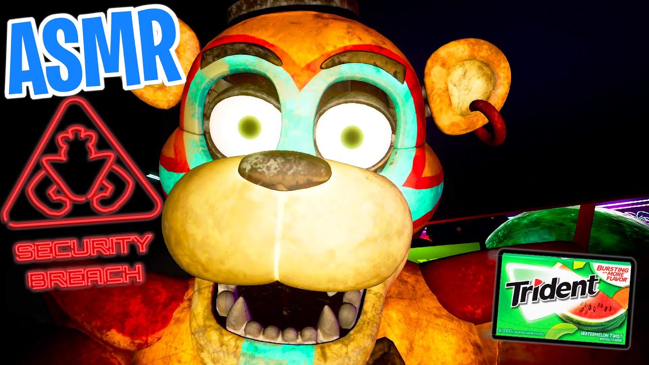 ASMR Gaming 🎃 Five Nights At Freddy's Security Breach Gum Chewing 🎮🎧 Controller Sounds + Whispering💤