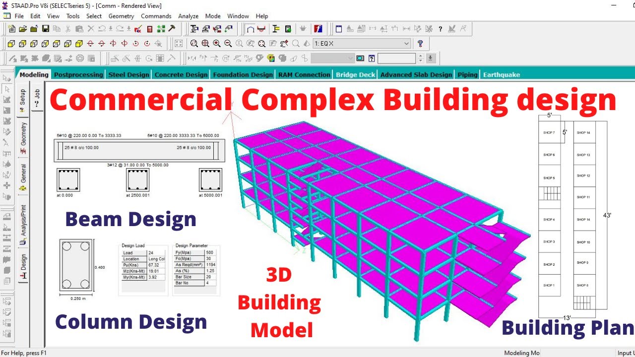 Commercial complex Building design by staad pro software | Civil Engineering | online course |