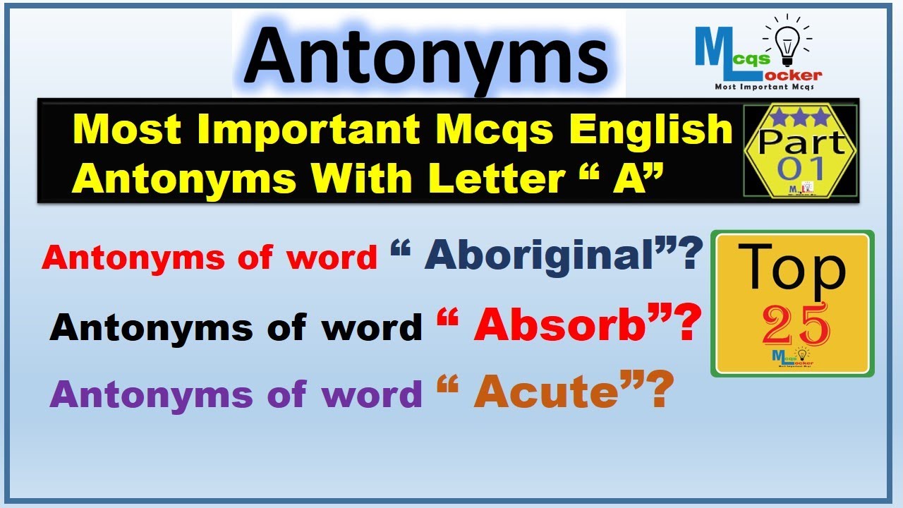 English Antonyms Mcqs| English Mcqs| NTS English Mcqs| Mcqs Locker