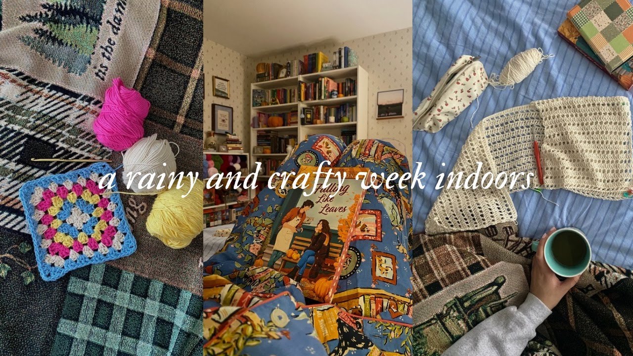 a rainy & crafty week indoors ⛈️🩶: crocheting, baking, reading, and trying pottery!