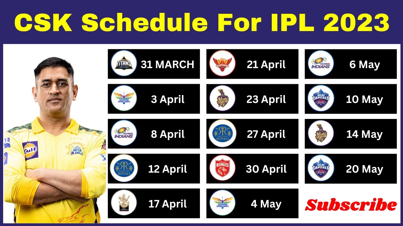 CSK IPL 2023 Schedule Released: Mark Your Calendars for Chennai Super Kings Matches!