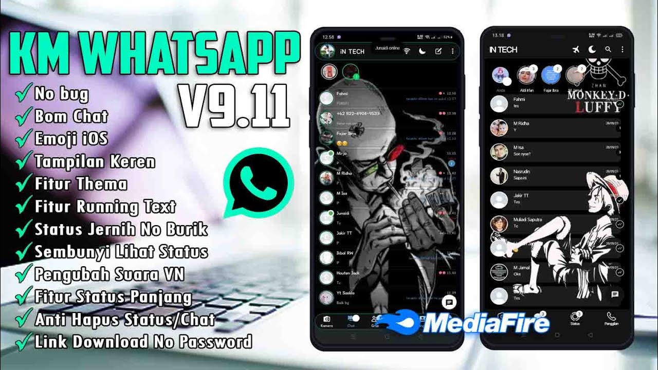 Update KM WhatsApp v9.11 Terbaru 2022 || KM WA Fitur Lengkap -Bisa B0M Chat