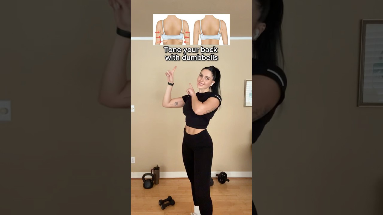 Back Fat Workout|Home with Dumbbells🔥#backworkout #fatloss #dumbbell #homeworkout #fyp